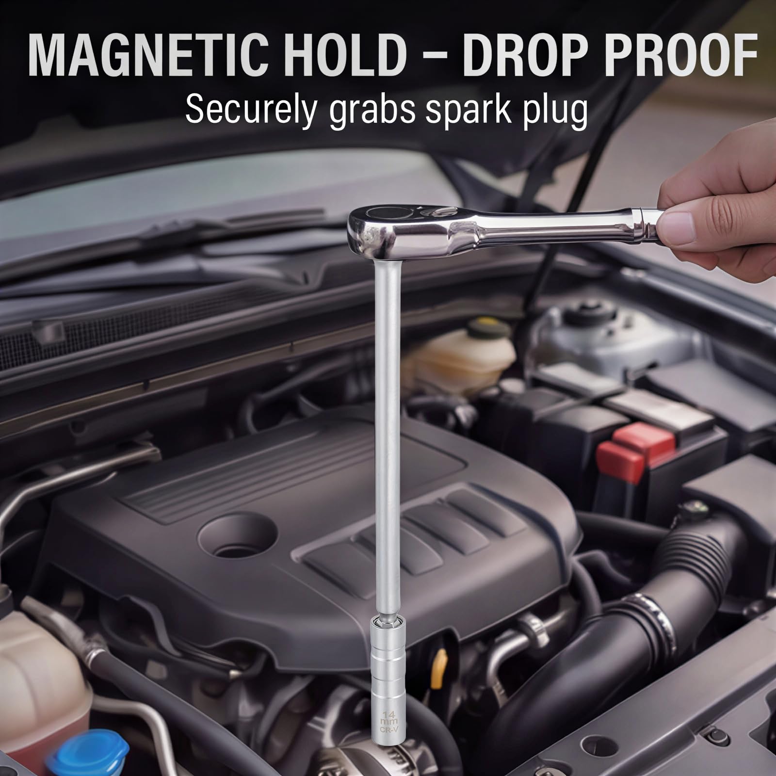 QUARKZMAN Presa per Candele 2 Pezzi 3/8" Attacco 14/16mm 12 Punte | Acciaio CR-V, Parete Sottile, Magnetica, Bussola Profonda, per Auto, SUV, Moto, Riparazione Auto