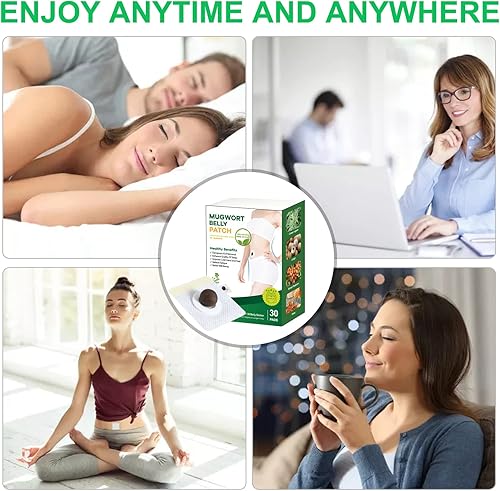 Miniatura 5 de Bubchen - Parche para el vientre, 30 pellets de ajenjo y 30 calcomanías para el ombligo, parche de moxibustión para hombre y mujer