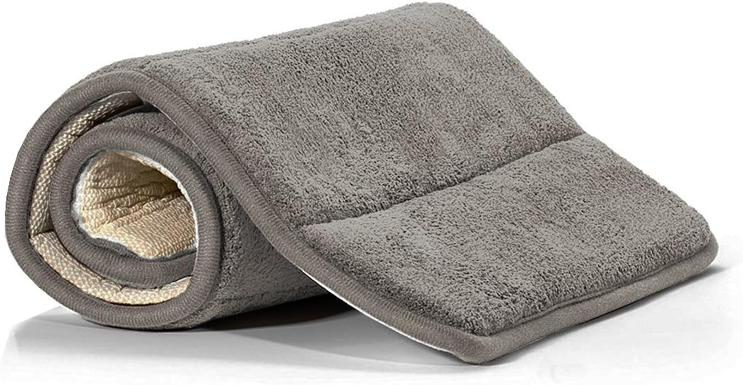 GRECUTE Bathroom Rug Mat (32โโ x 20โโ), Microfiber Rug, Soft Absorbent Shaggy Rug, Plush Carpet Mats for Tub, Shower and Bath Room (Grey-3)