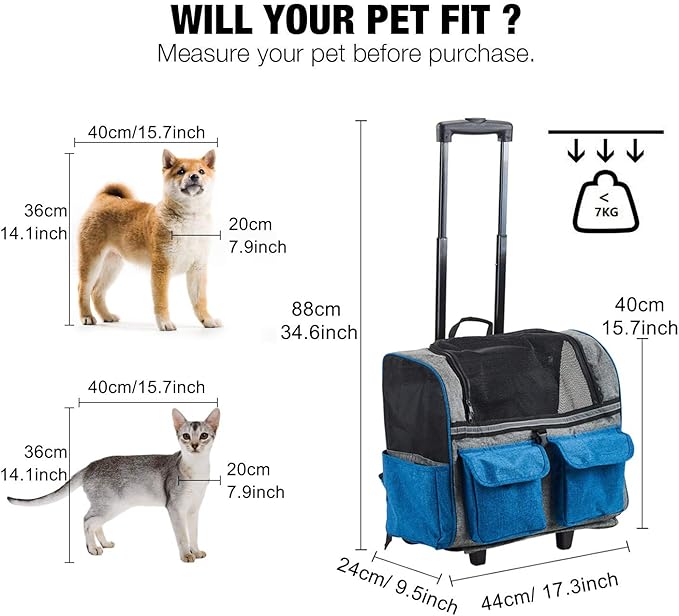 Pettom pet rolling carrier backpack dog Clearance