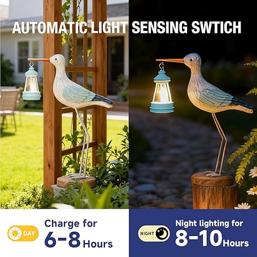 Miniatura 3 de Adorable luz solar de estatua de jardín de gaviota de 11 pulgadas de ancho x 3.2 pulgadas de profundidad x 13.8 pulgadas de alto, decoración