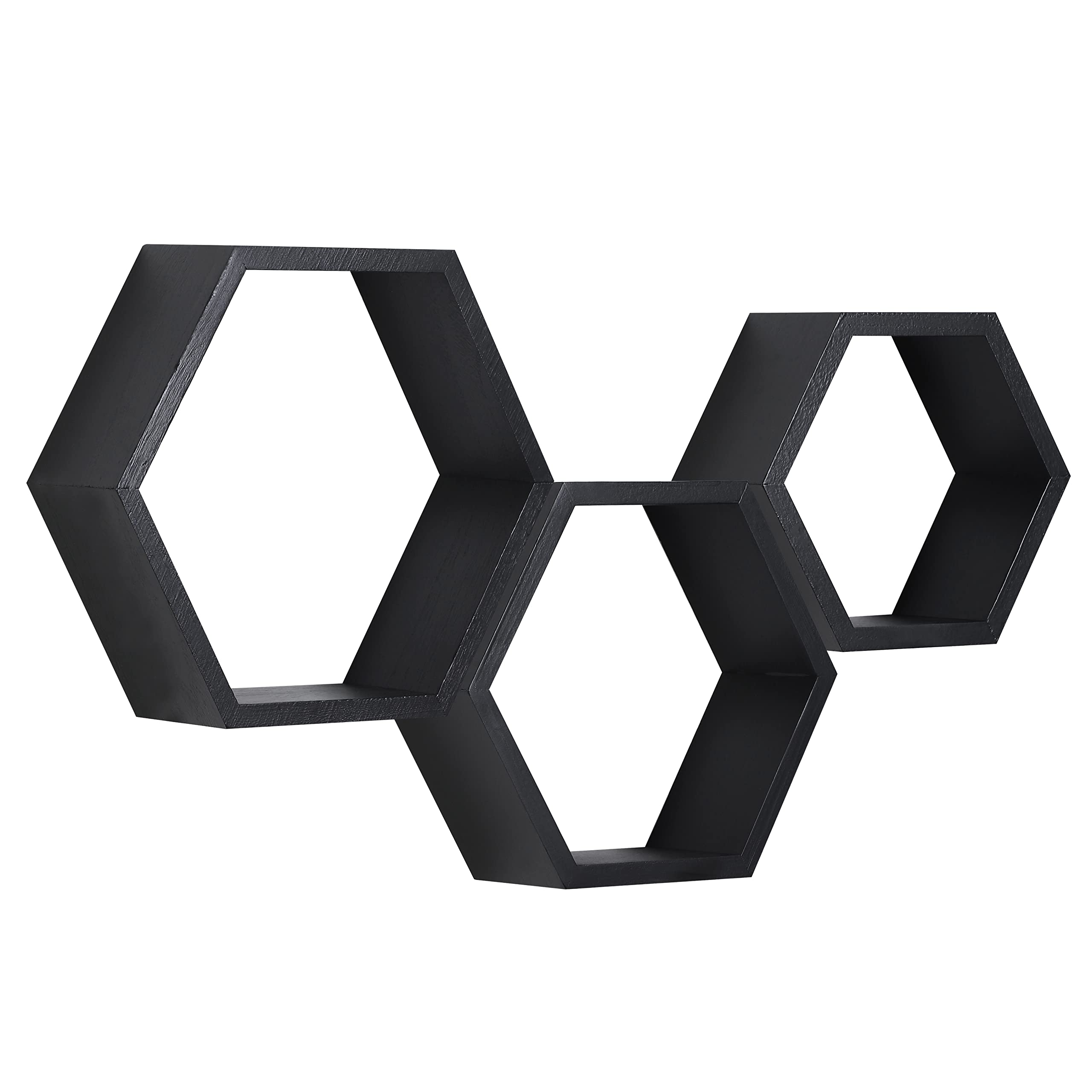 PHOENANCEE Hexagon Floating Shelves,Honeycomb Shelves Set of 3,Wall Mounted Wood Farmhouse Hexagonal Storage Wall Shelf for Bathroom, Kitchen, Bedroom, Living Room