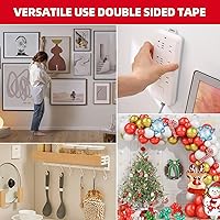 Vista 8 de Cinta de Doble Cara Resistente 0.39 pulgadas x 10 pies, Cinta de Montaje Extraíble Resistente, Tiras Adhesivas de Cinta de Montaje de Doble Cara