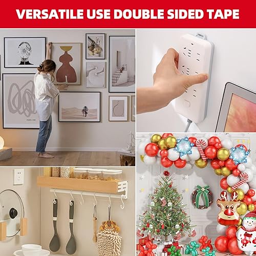 Miniatura 8 de Cinta de Doble Cara Resistente 0.39 pulgadas x 10 pies, Cinta de Montaje Extraíble Resistente, Tiras Adhesivas de Cinta de Montaje de Doble Cara,