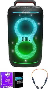 JBL PartyBox 330 White Bluetooth Speaker with Open Earbuds & AudioTrends