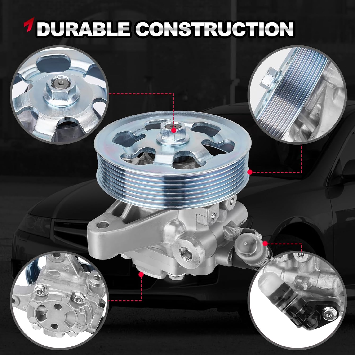 21-5419 Power Steering Pump with Pulley Compatible with Honda CR-V EX LX 2002-2004, Acura TSX Base 2006-2008 2.4L L4, Power Assist Pump Replace # 56110PNB306, 56110PNBA01, 56110PNBA02