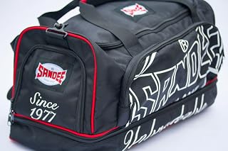 Sandee Bolsa de gimnasio mediana y resistente, color negro y rojo