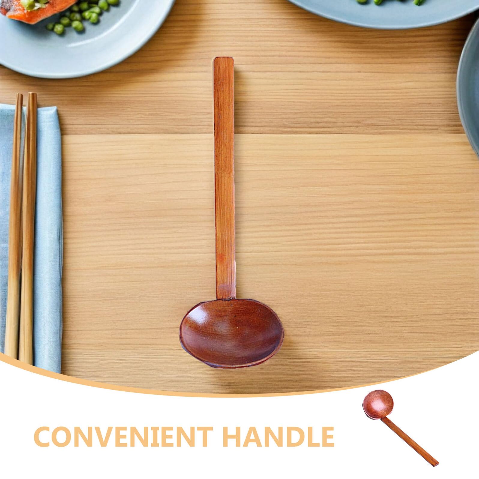 4stücke Holzlöffel für Suppe Japanische Holzlöffel Ramenlöffel Servierlöffel für Heiße Töpfe zum Kochen Mischen und Rühren Langlebige Wiederverwendbare Küchenlöffel