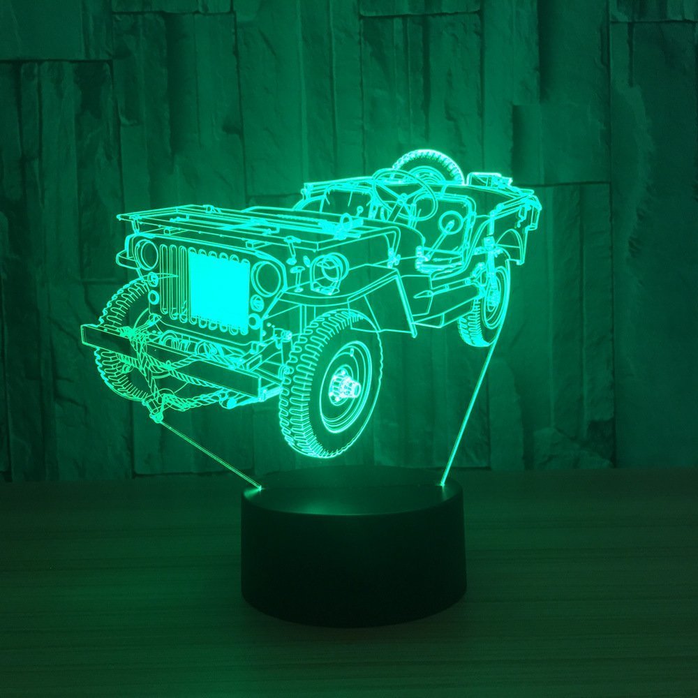 3D Polizei Auto LED Nachttischlampe – 7 Farbwechsel, Touch-Bedienung, USB-Betrieb, Optische Illusion, Für Kinderzimmer & Deko