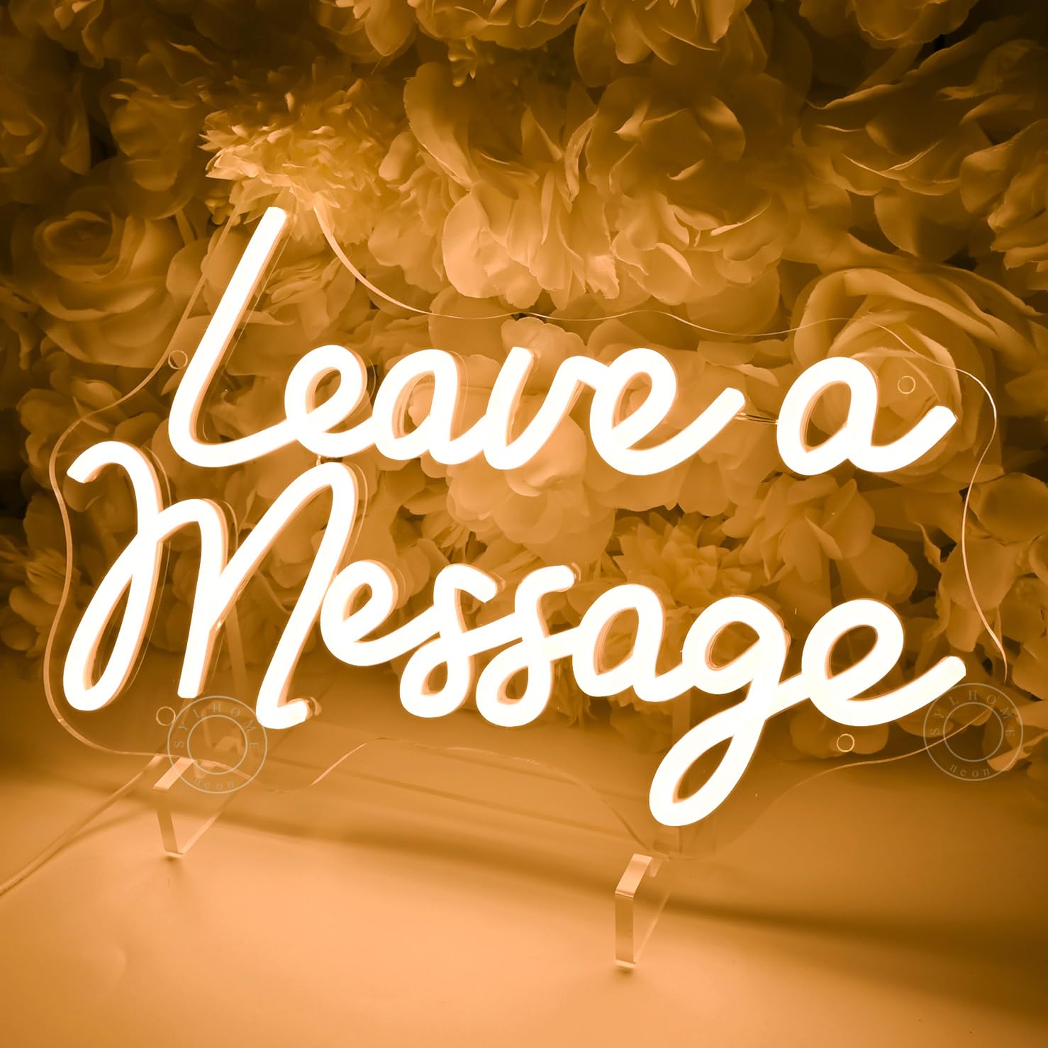 SYLHOME LED-Neonlichtschild mit Aufschrift "Leave A Message", Gästebuch, Business, Schreibtisch, Tisch, Hochzeit, Empfang, Willkommens-Wanddekoration, Schild mit Halterung, USB, 35 x 24 cm