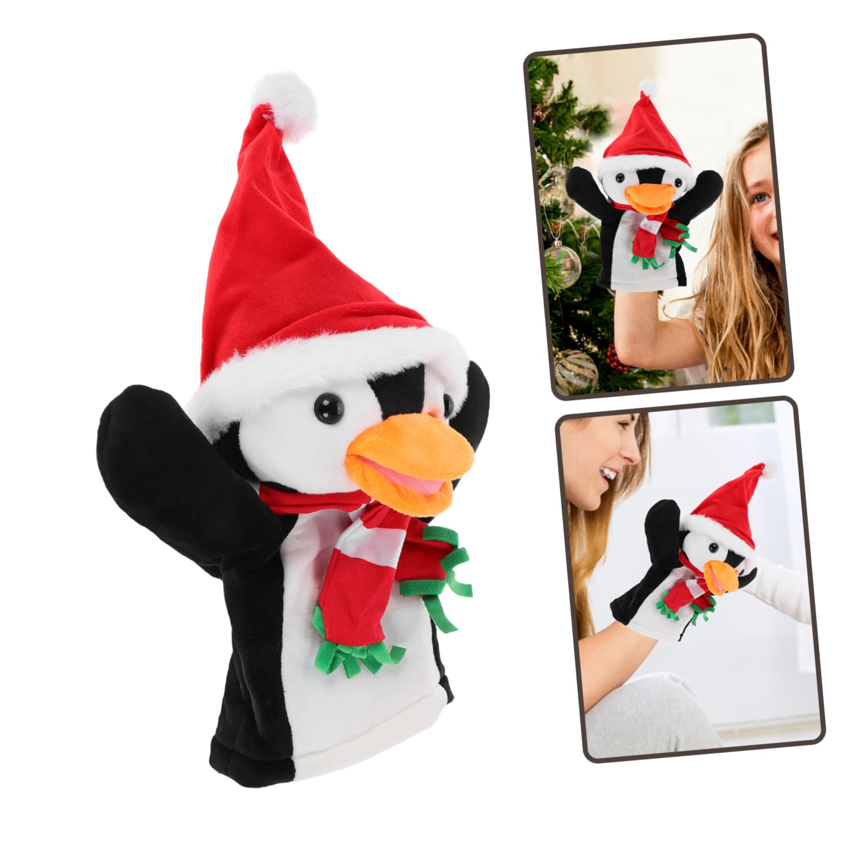 FRCOLOR 3 Piezas Marionetas de Dedo Pingüino de Peluche para Muñecos Interactivos de Mano con Diseño Navideño Juguetes Animales para Narración Festiva