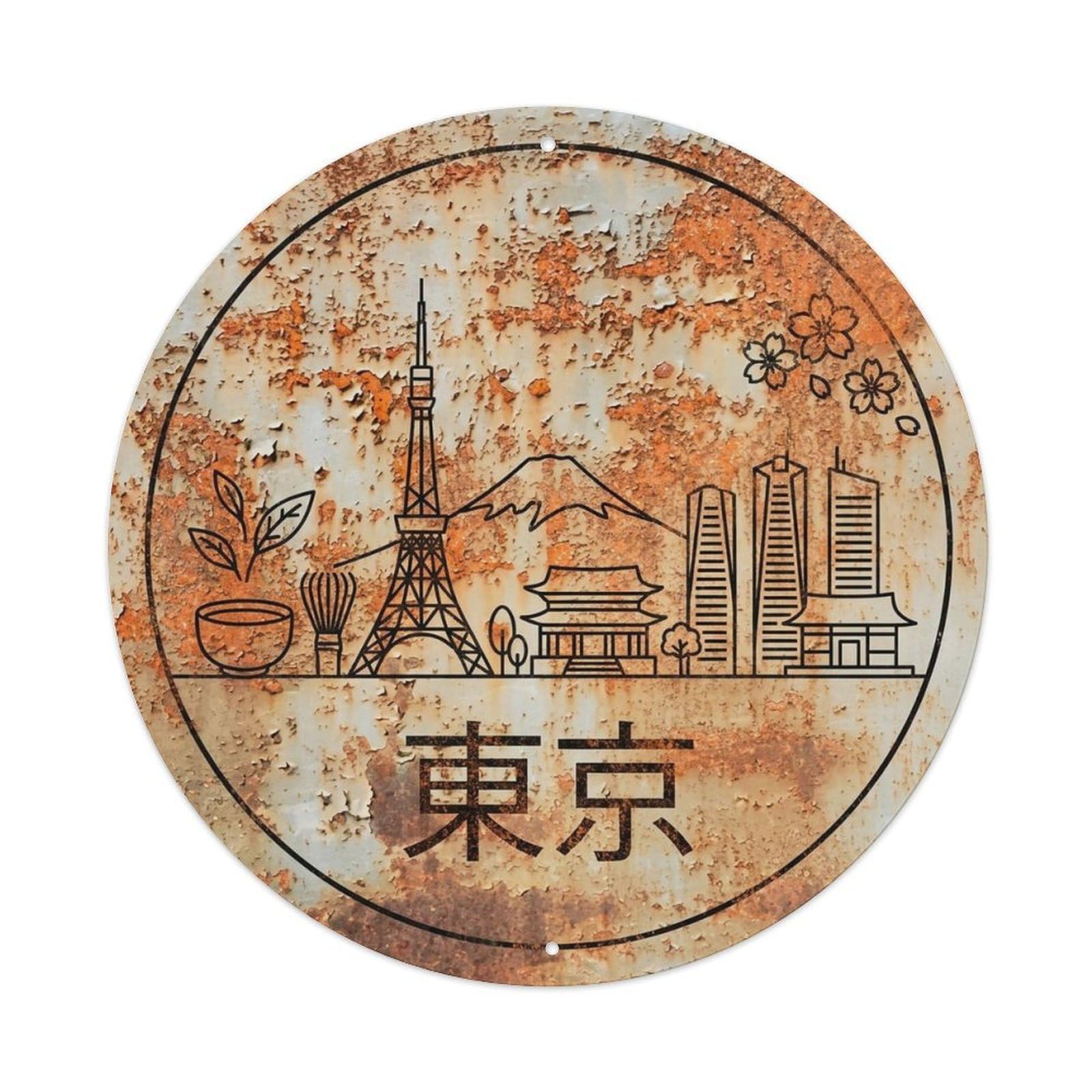 Tokyo Japan Festival Travel Woodblock City Street Metal Tin Sign
