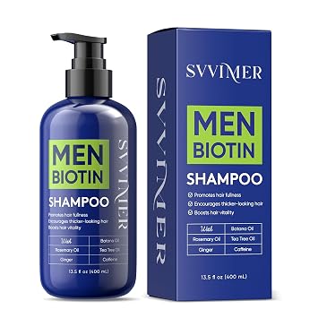 Svvimer Hair Growth Shampoo for Men - Biotin Thickening Shampoo with Rosemary Tea Tree Oil Caffeine for Hair Loss and Thinning - 13.5 Fl Oz Pack of 1