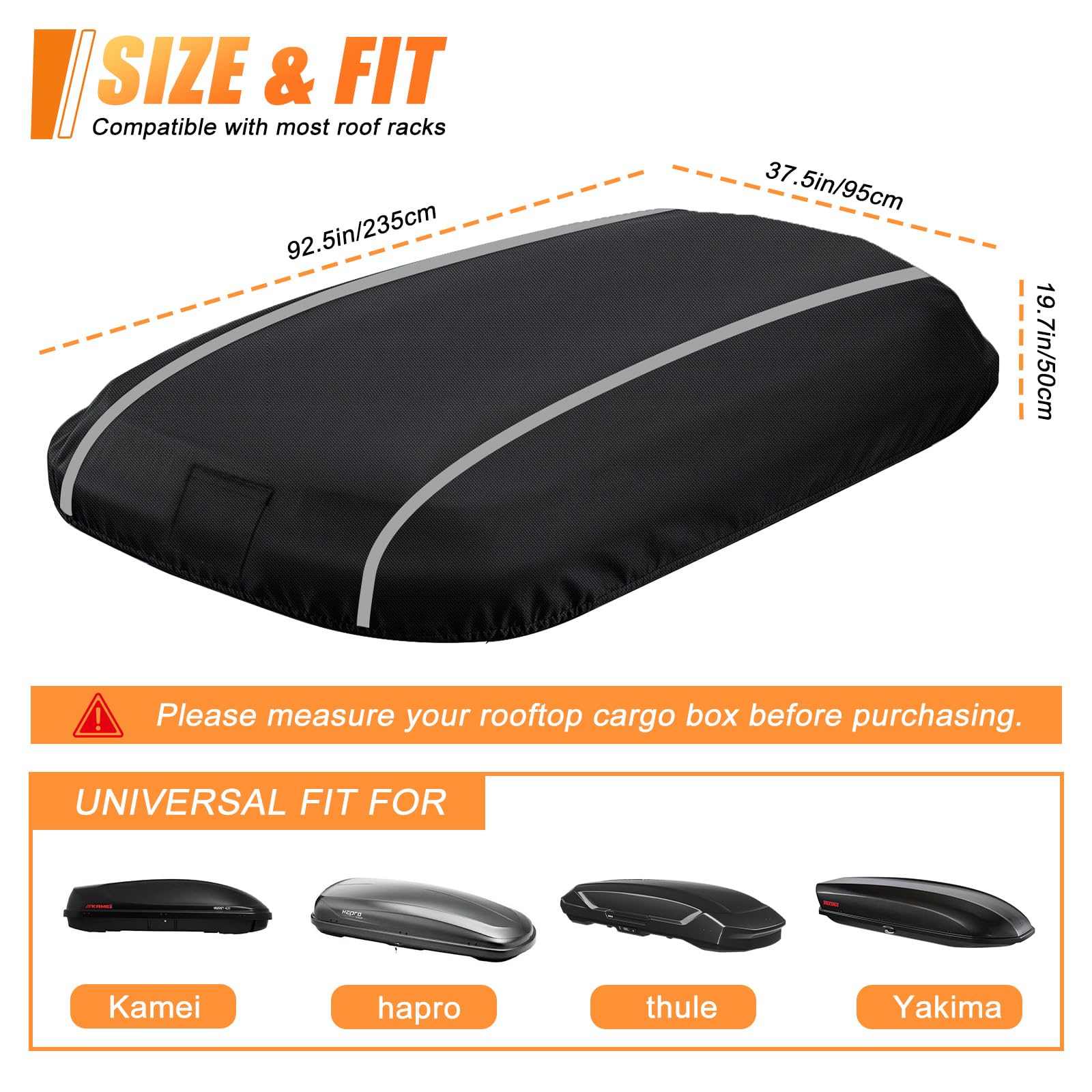 Housse de protection étanche pour coffre de toit - 235 x 95 x 50 cm