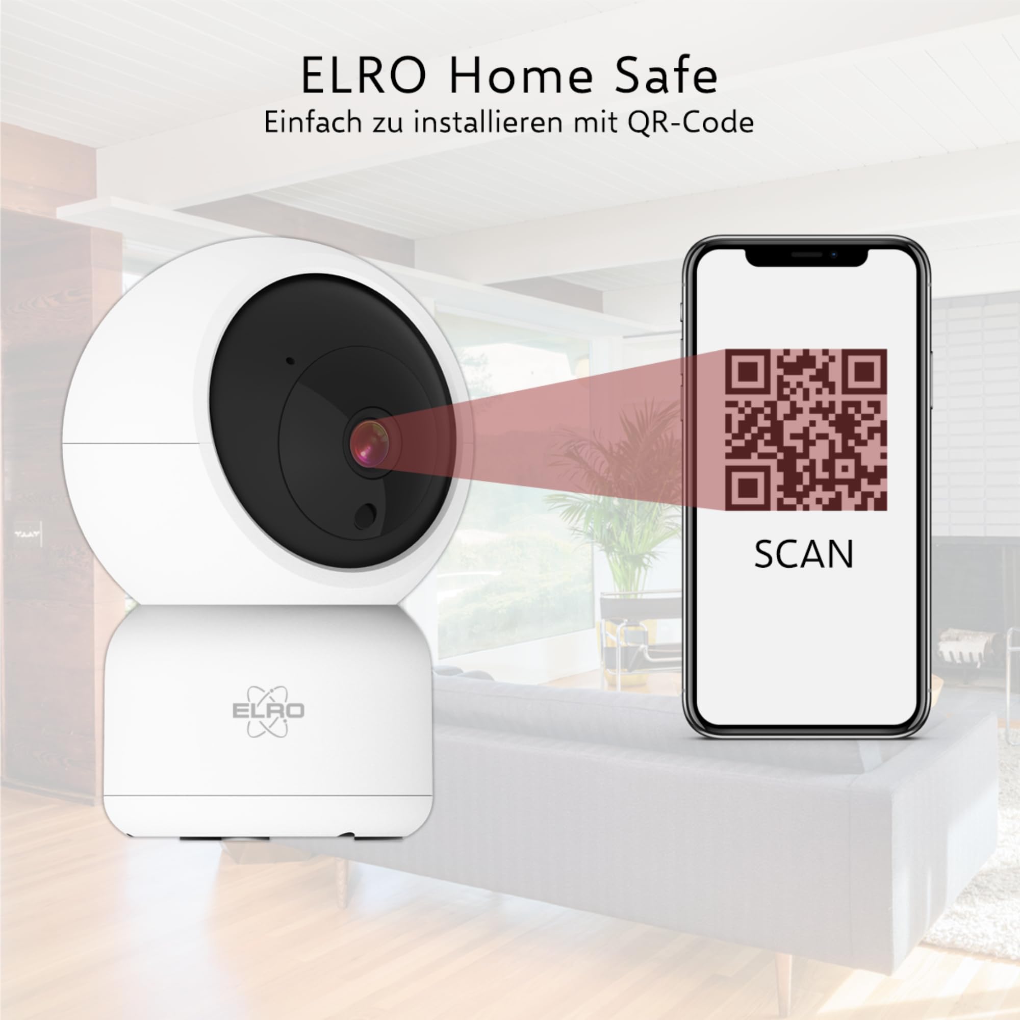 ELRO CI5000 Innen WiFi IP Überwachungskamera mit Bewegungssensor und Nachtsicht - Full HD 1080P Überwachungskamera mit Sirene