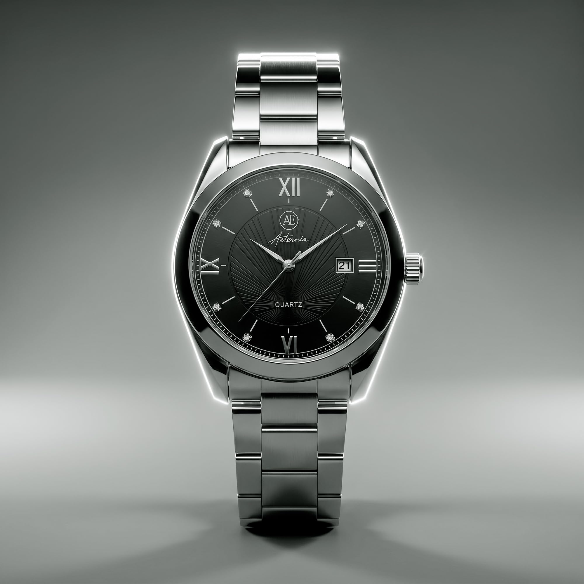 Aeternia - Reloj para hombre, pulsera de acero inoxidable, cuarzo con fecha.