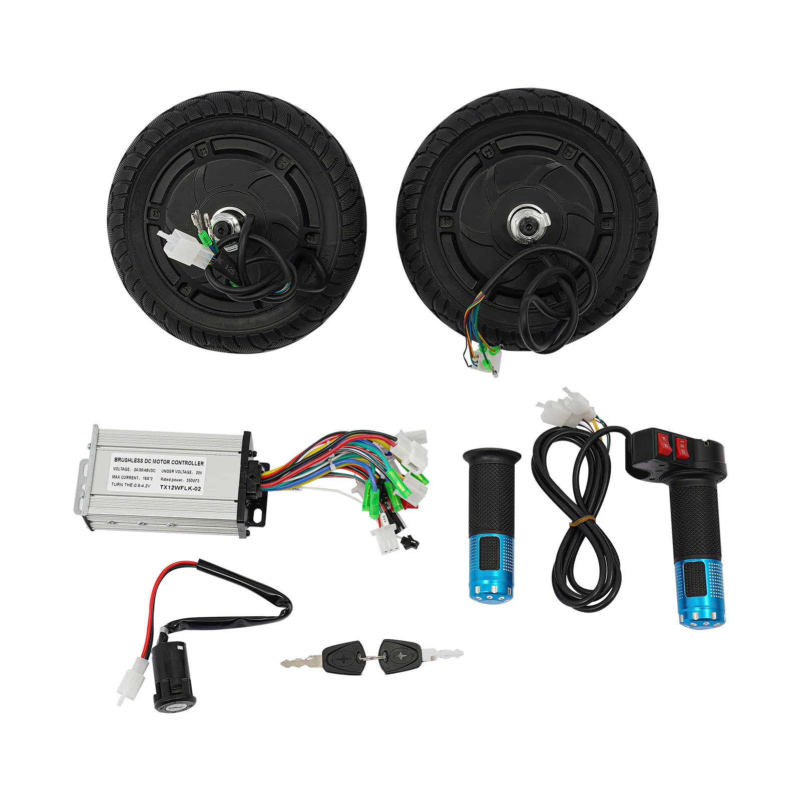 2x Kit de conversión de motor de rueda de 350W de 8 pulgadas | Con controlador de 3 velocidades y marcha atrás | Para patinete eléctrico, monopatín, silla de ruedas | Accionamiento eléctrico DIY para