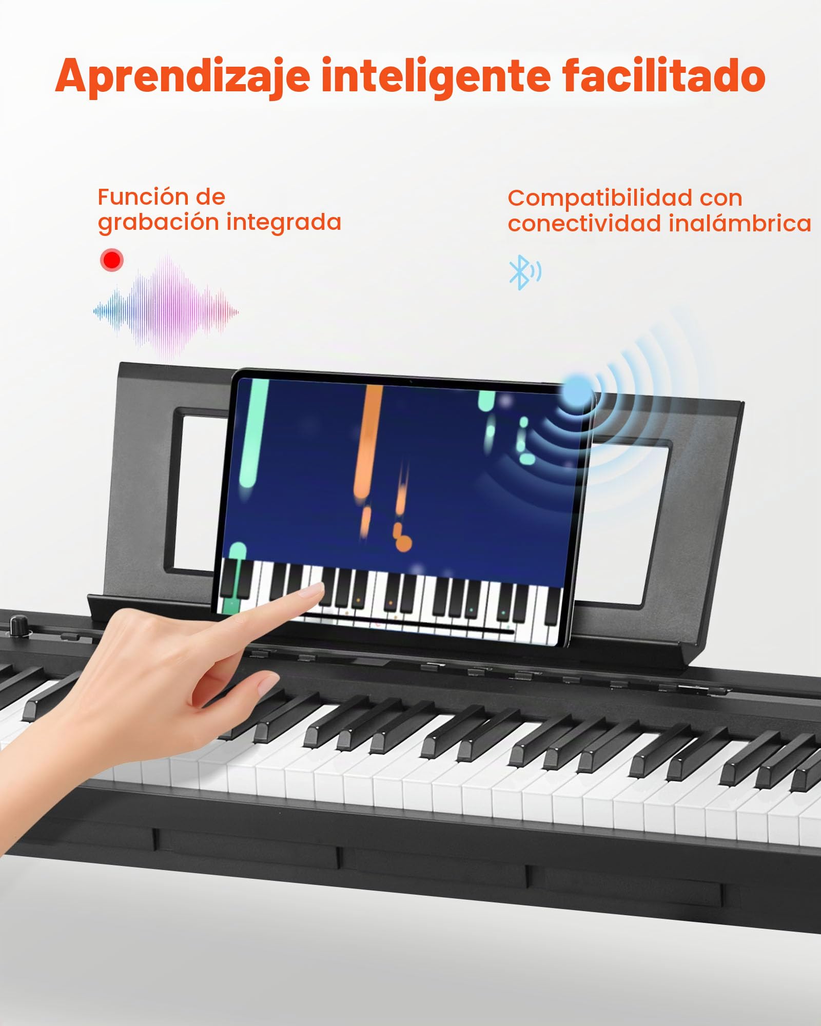 VEVOR Piano Digital 88 Teclas, con Modo de Teclado Dual y Altavoces, Soporte en Forma de X, Pedal de Sostenido, Función de Grabación, 280 Tonos, Conexión Inalámbrica, para Principiantes, Negro