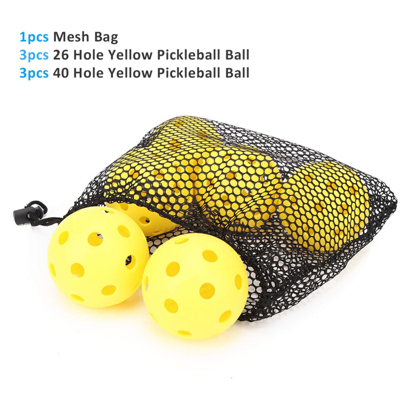 Demeras Piłki Pickleball do użytku wewnątrz i na zewnątrz, ochrona środowiska, PE High Bounce Pickleball z torbą siatkową