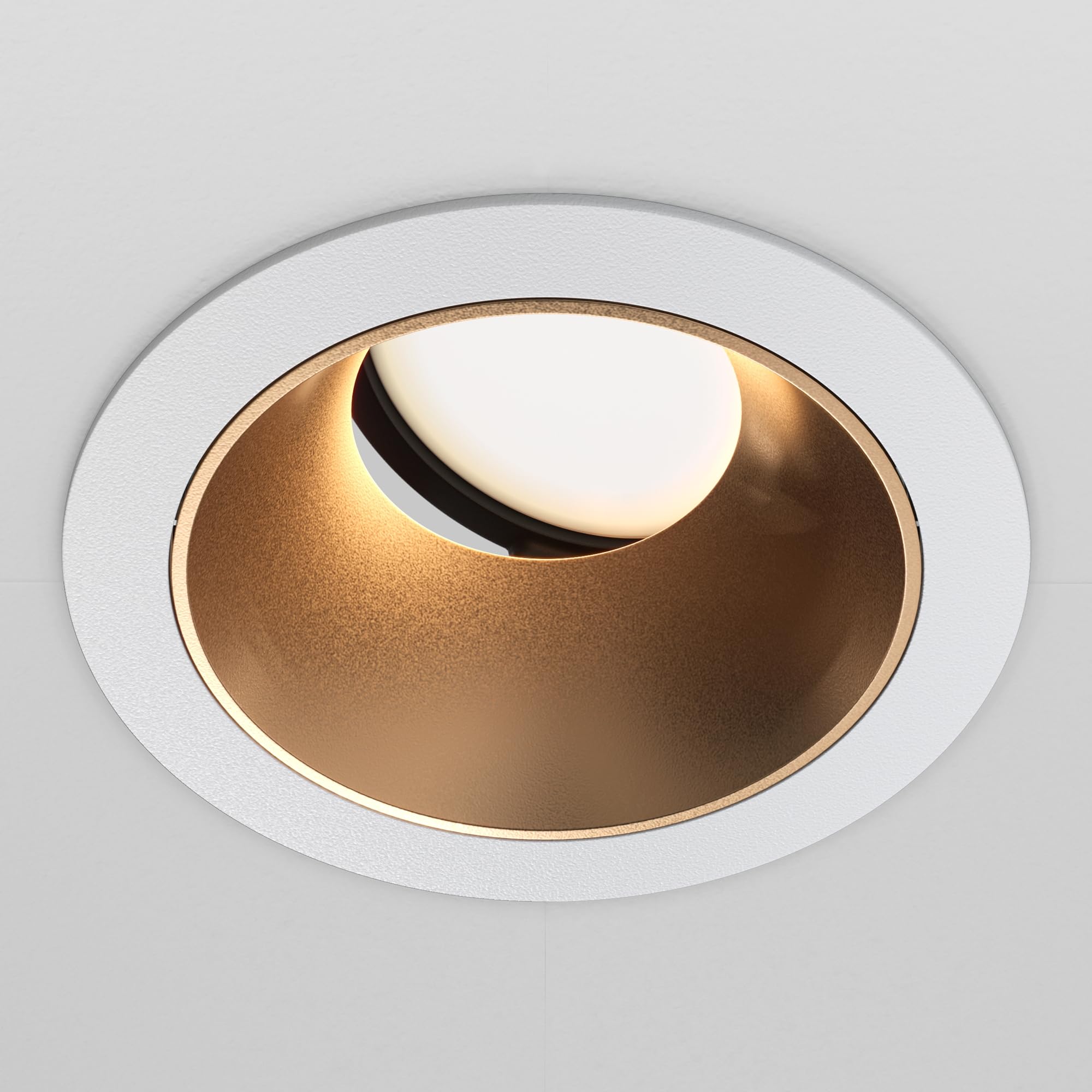 MAYTONI REIF LED Einbauleuchte Rund – Flacher Downlight In Schwarz & Gold, GU10, Für Decke In Wohnzimmer & Küche