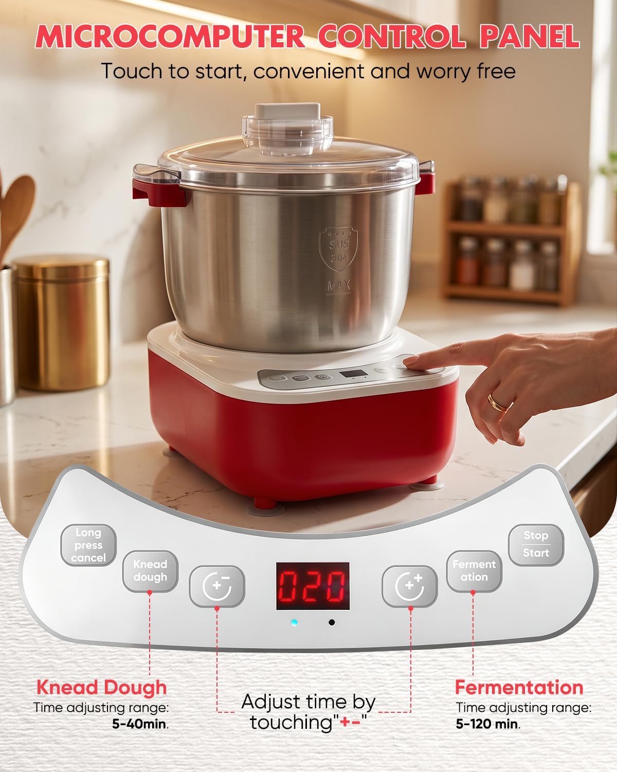 Saker Dough Maker with Automatic Ferment Function, 7.4Qt