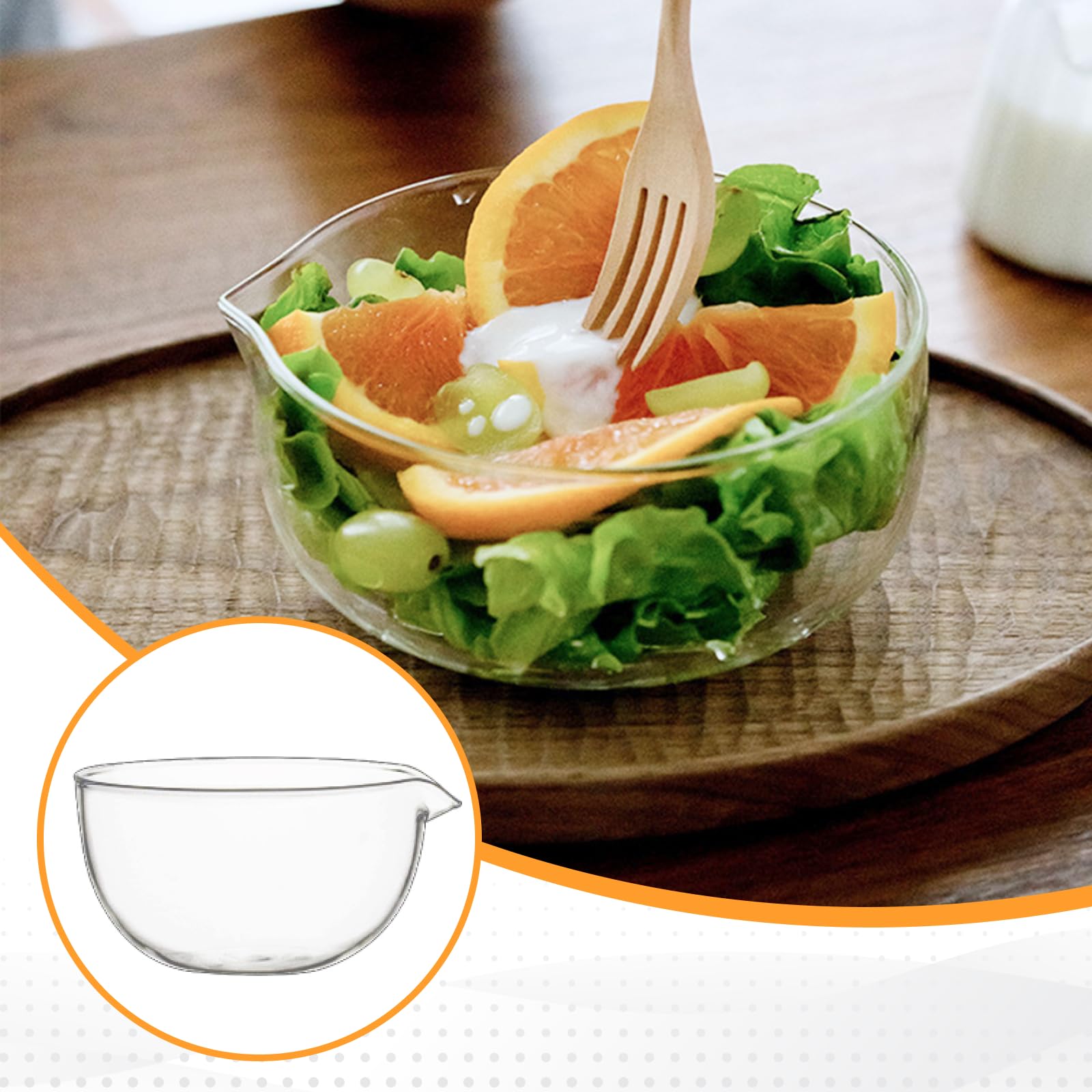 F Fityle Bol à matcha en verre borosilicate haut avec bec verseur Saladier Tasse à thé Ensemble de matcha résistant à la chaleur pour la cuisine eau froide/chaude thé glacé Party 350