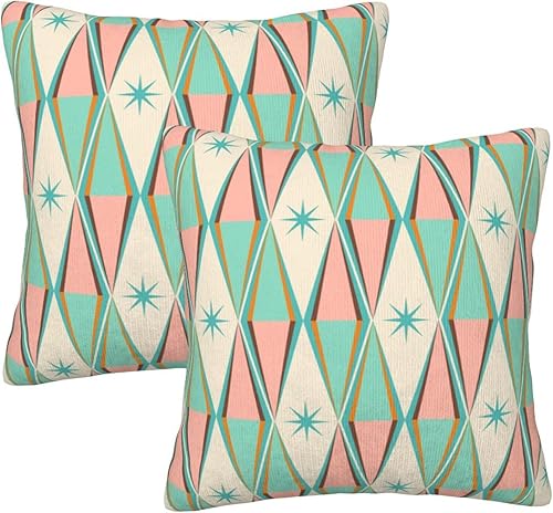 Juego de 2 fundas de almohada de mediados de siglo de 18 x 18 pulgadas, fundas de cojín decorativas para sofá, dormitorio, sala de estar al aire