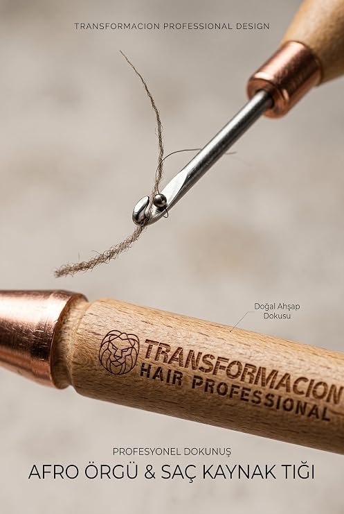Transformacion Afro Örgü Tığı, Keratin Kaynak ve Mikro Boncuk için Profesyonel Saç Uzatma Tığı 721419