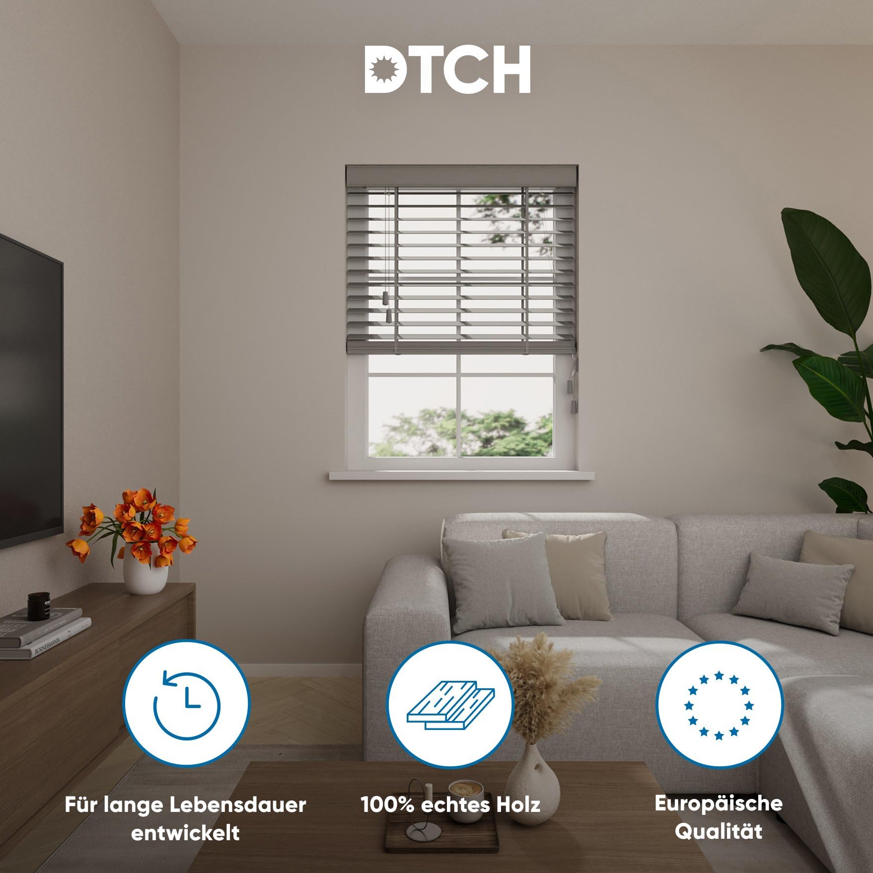 DTCH® Bambus Jalousie innen, hellgrau, 150 x 240 cm