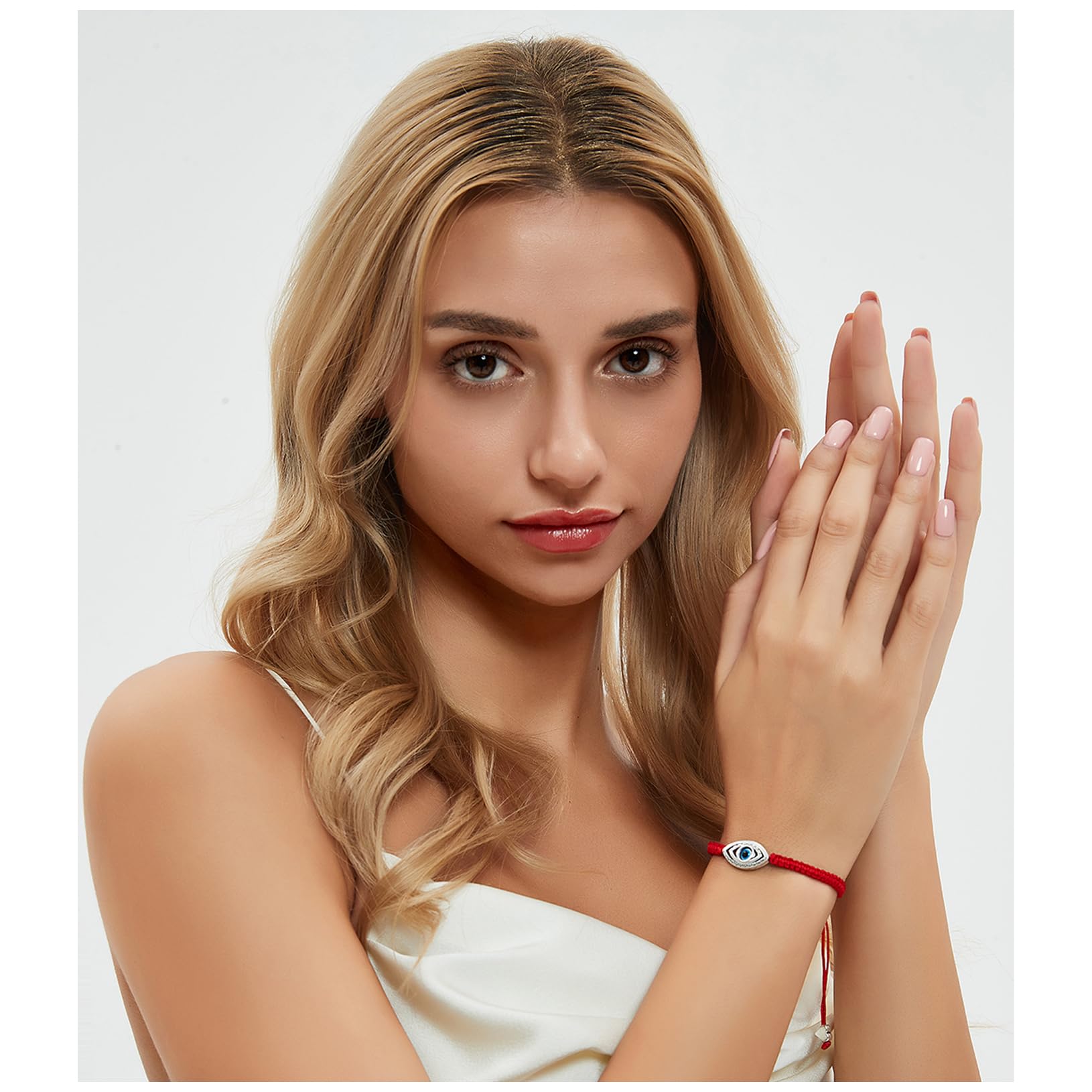 Braccialetti rossi da donna, braccialetti rossi per protezione, braccialetto portafortuna regolabile intrecciato a mano