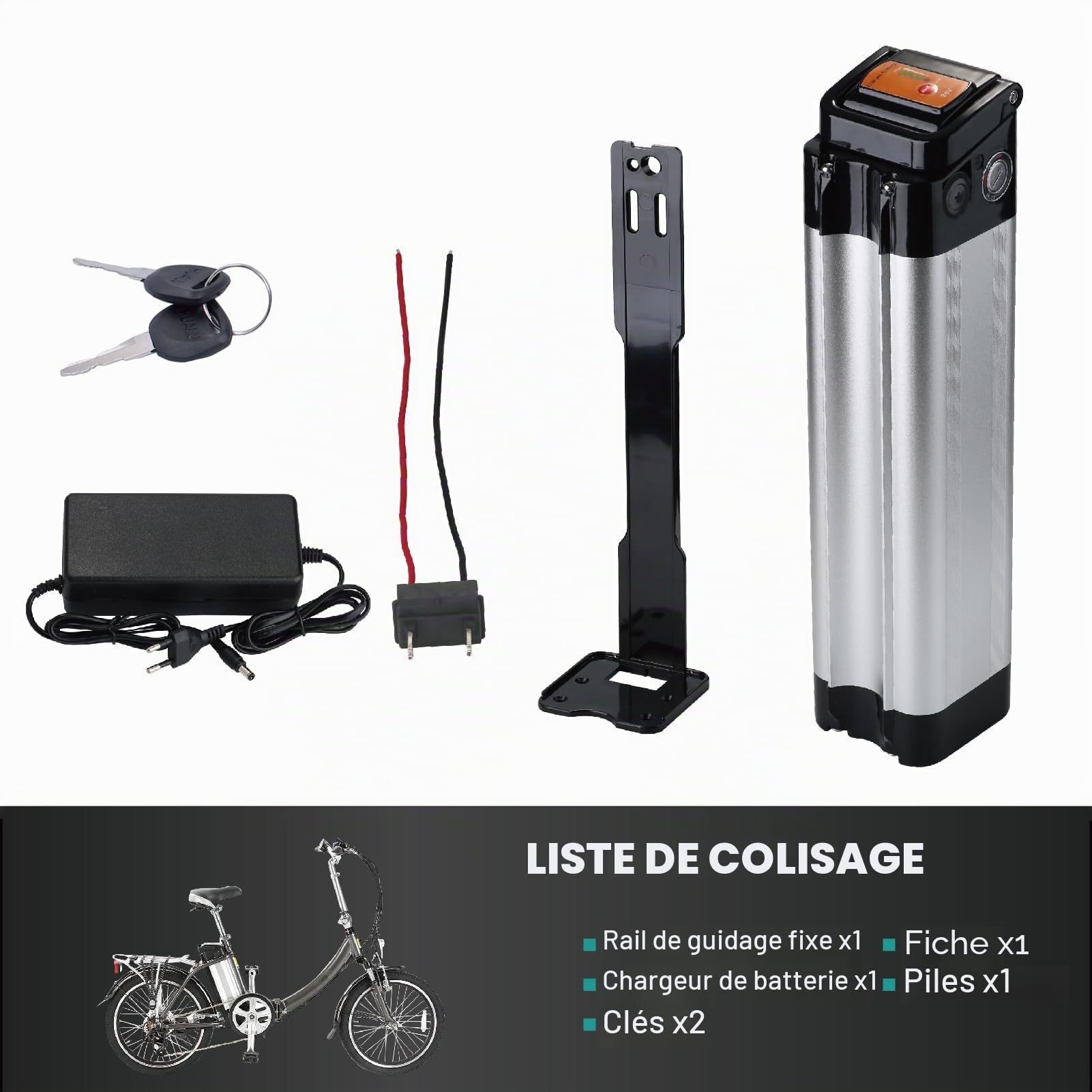 Batterie Ebike 24V 12Ah de Rechange pour Phylion Zhenlong/ZL07010-F Trio MiFa Rex, XH259-10J Batterie de vélo électrique (24V 12Ah)