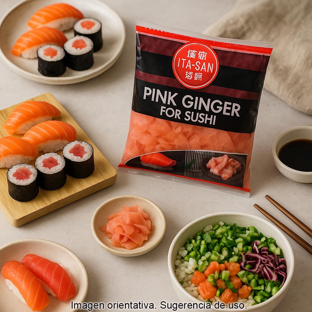 Gari Jengibre Encurtido Rosa 1 kg para Sushi Sashimi Bolsa Profesional