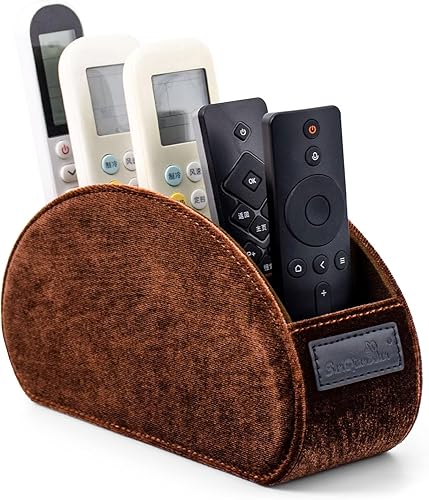 SANQIANWAN Caja organizadora de tela para control remoto con franela de terciopelo de felpa para TV, bandeja para cama, mesa, almacenamiento de