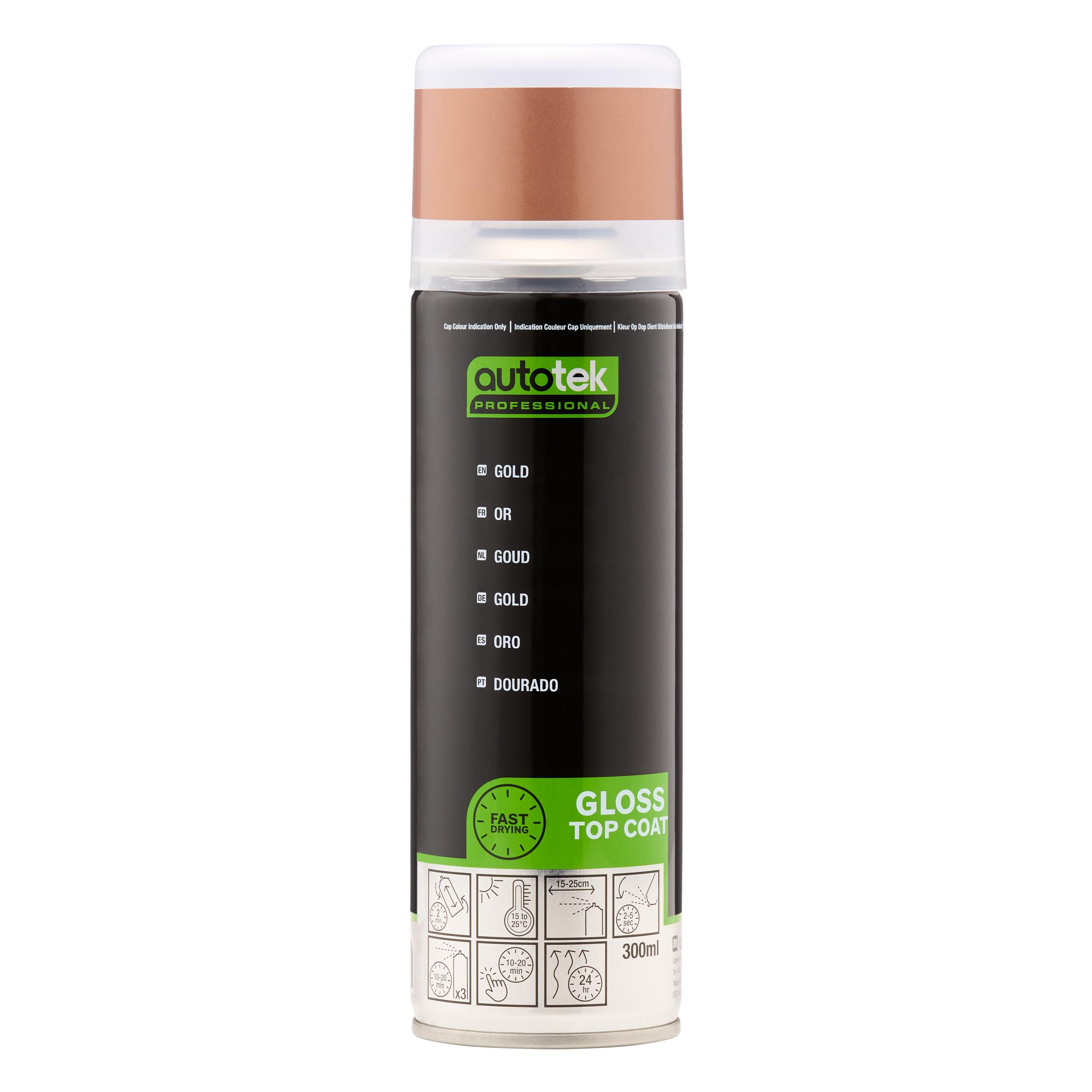 AutoTek Professional Gold Spray Paint, Aerosol Spray 300 ml