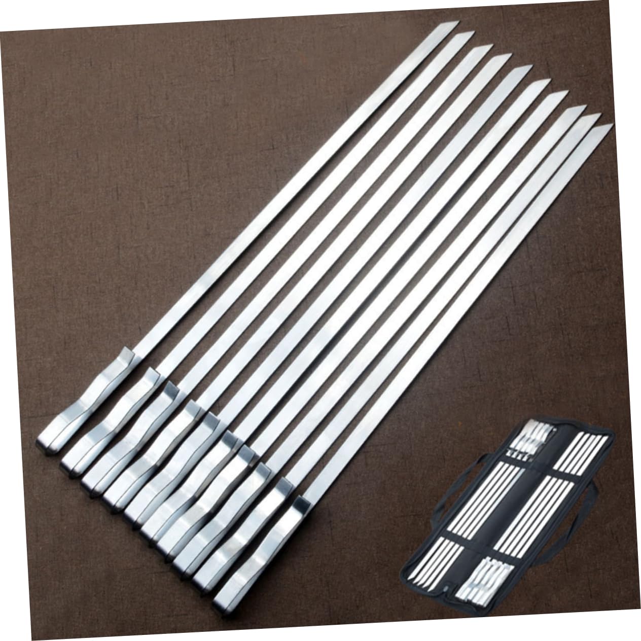 ibasenice 10piezas Pinchos Planos De Acero Inoxidable Brochetas Para Barbacoa De Brochetas Para Parrilla De Acero Inoxidable Para Asar Carne La Parrilla
