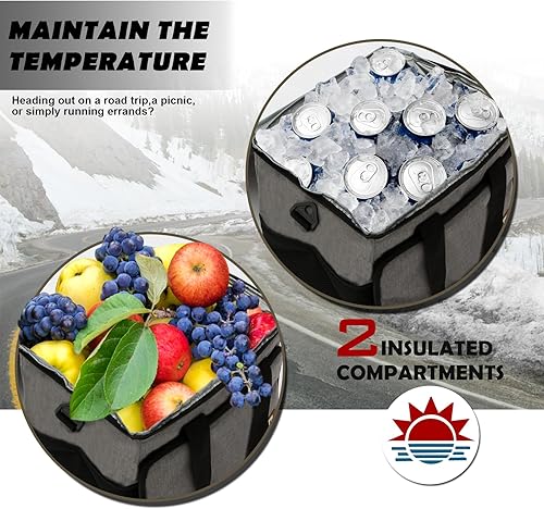 Miniatura 5 de Actualización 2025 Organizador de maletero de automóvil blanco roto con bolsa térmica aislada integrada a prueba de fugas, organizador de automóvil