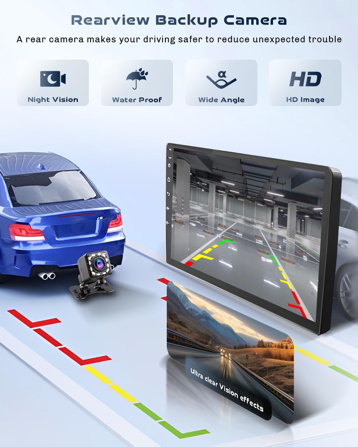 Roinvou Radio samochodowe do Kia sportage 2010-2016 bezprzewodowy odtwarzacz CarPlay Android Auto MirrorLink, 9-calowy ekran dotykowy radia z Bluetooth EQ FM UI SWC Kamera cofania