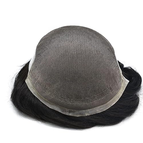 Miniatura 4 de LYRICAL HAIR Sistema de cabello humano con encaje frontal francés para hombres, tupé de piel de polietileno para hombres, línea capilar natural,