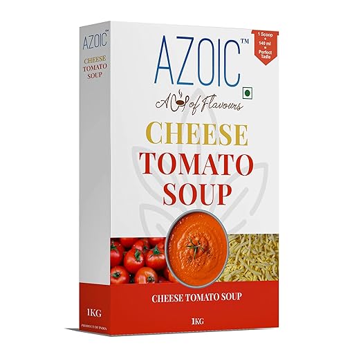 AZOIC Instant Cheese Tomato Soup Premium and Organic Taste Enriched with Tangy Tomato, Black Pepper & Elachi Ready to Serve in 10 Second (1 KG, 90 Cups)