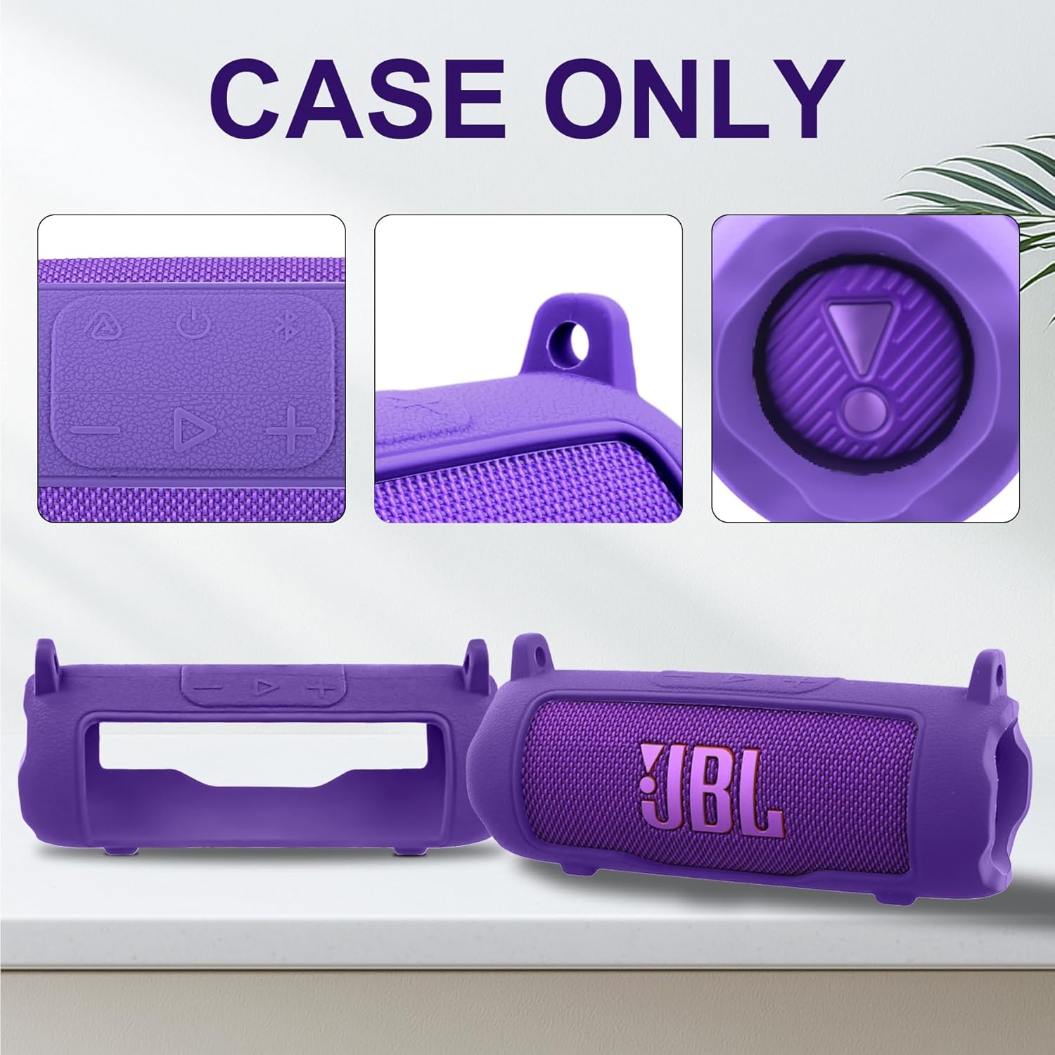 co2CREA Silicone Case for JBL Flip 7 Portable Waterproof Speaker, Portable Travel Soft Cover with Shoulder Strap, Protective Skin Case (Purple Case Only) - Image 4