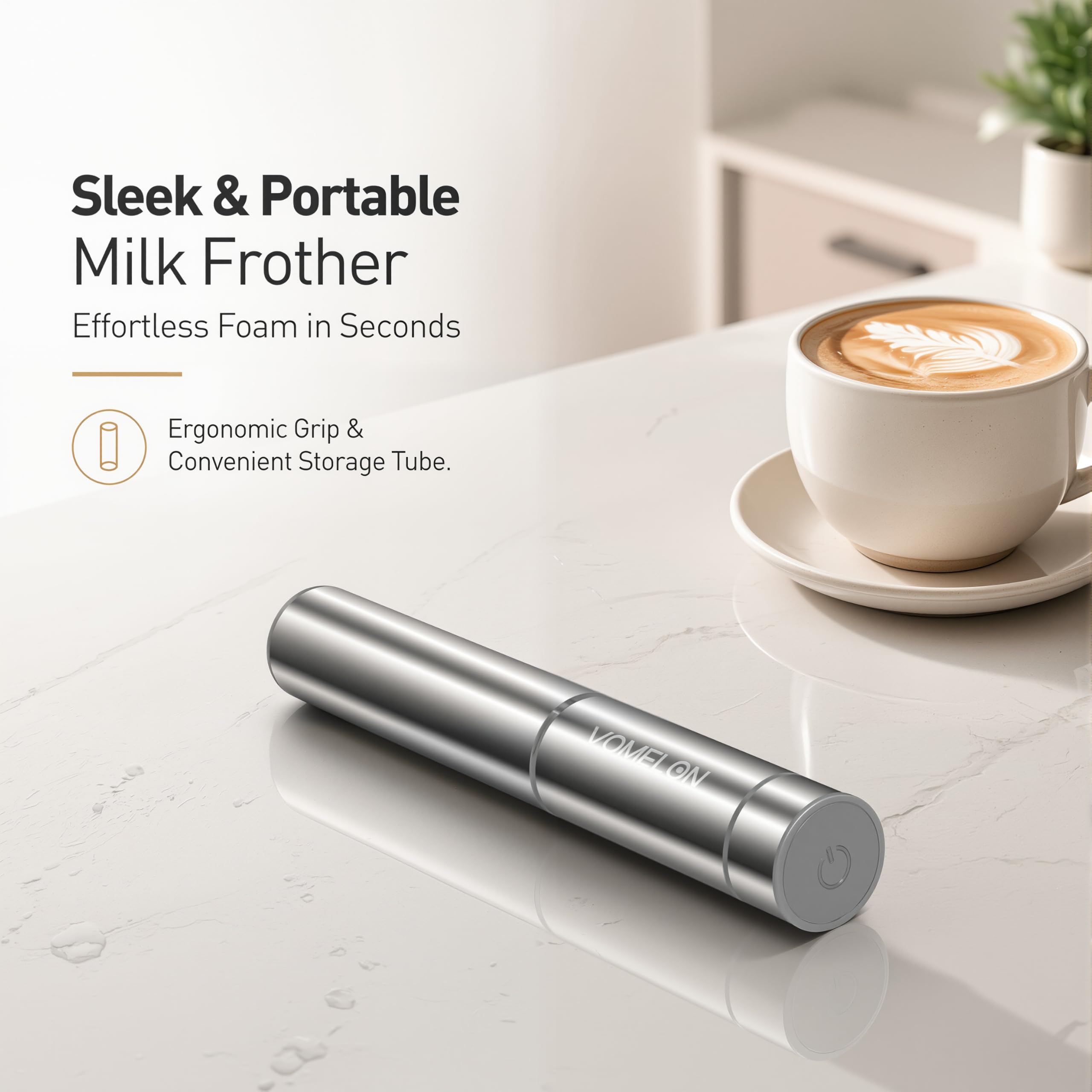 Montalatte portatile, a batteria, da viaggio, per caffè, latte, bevande, con 2 fruste in acciaio inox per cioccolata calda, batterie incluse, argento