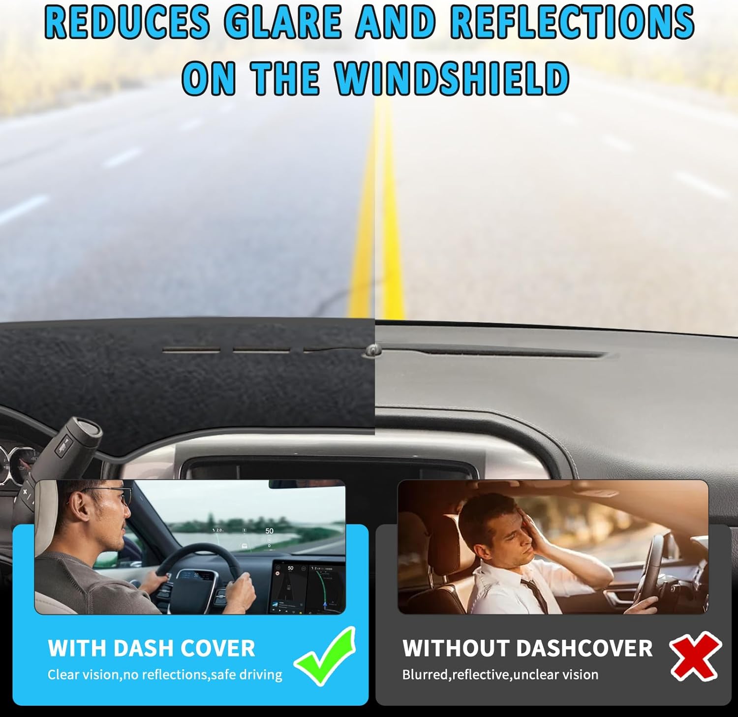 POSAID Dash Cover Dashboard Mats for 2014-2018 Chevy Chevrolet Silverado 1500/GMC Sierra 1500, Interior Dash Cover Mat for 2015-2019 Chevy Silverado/GMC Sierra 2500HD 3500HD, Gray