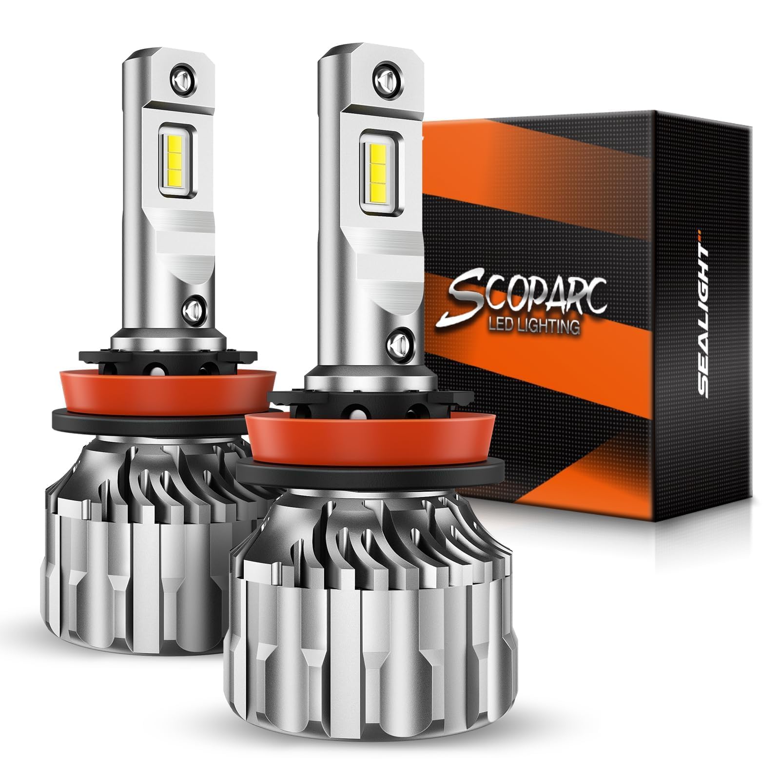 SEALIGHT Lampadine H11 LED H8 H9 per Fari Auto 22000LM Freddo 500% Kit di Conversione LED Anabbaglianti e Abbaglianti Luminosi, Sostituisce Lampade Alogene, 2 Pezzi (H11 22000LM)