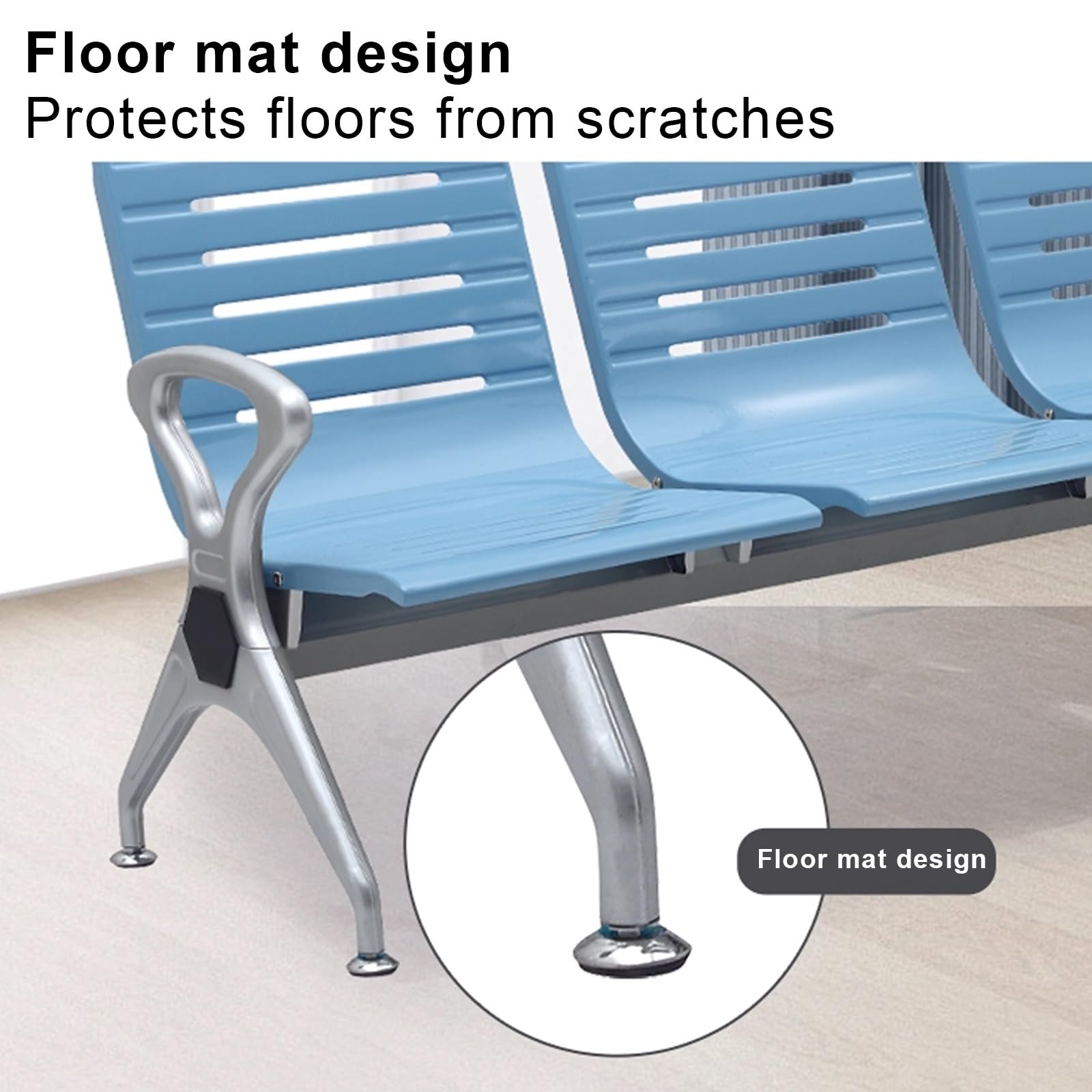 Generisch Wartezimmerbank mit Rückenlehne und Armlehnen – Robuste Empfangssitzbank für Kliniken, Flughäfen, Krankenhäuser und Salons – Platzsparendes Design