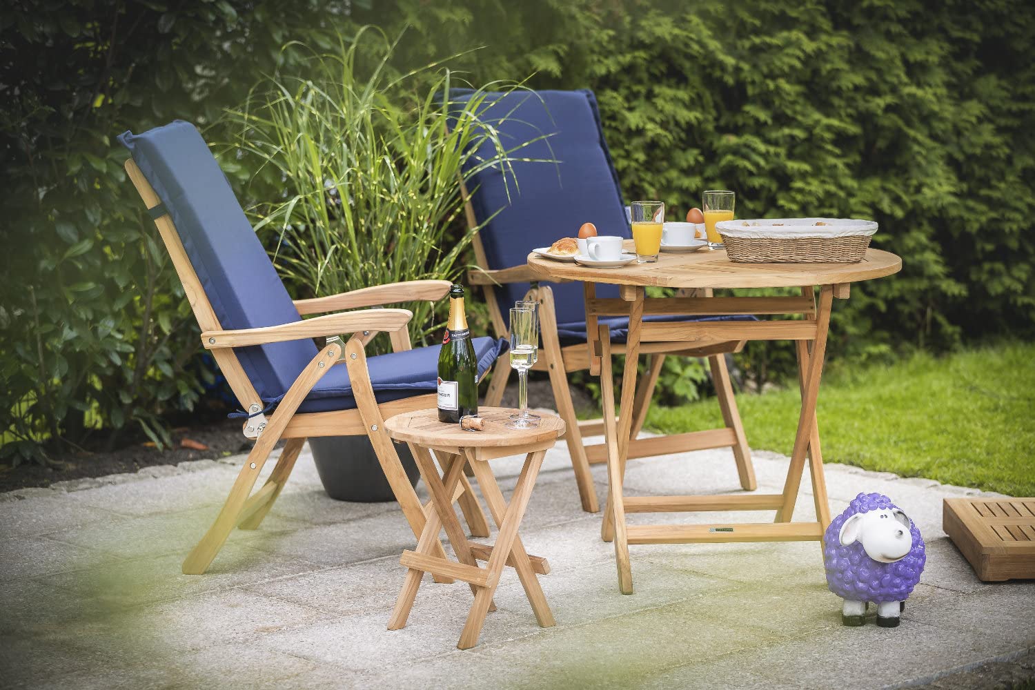 Kai Wiechmann Hochlehner Pisa Teak-Holz für Garten wetterfest klappbar verstellbar