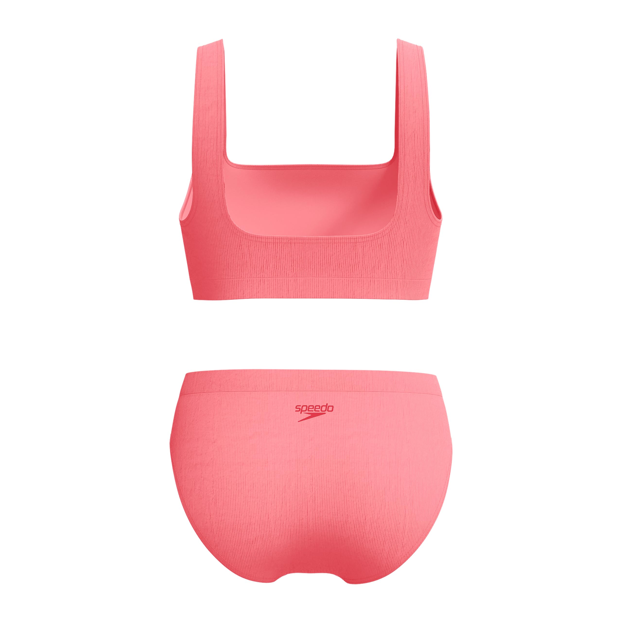 Speedo Costume da bagno da donna strutturato con profondo scollo a U, 2 pezzi, color sabbia corallo
