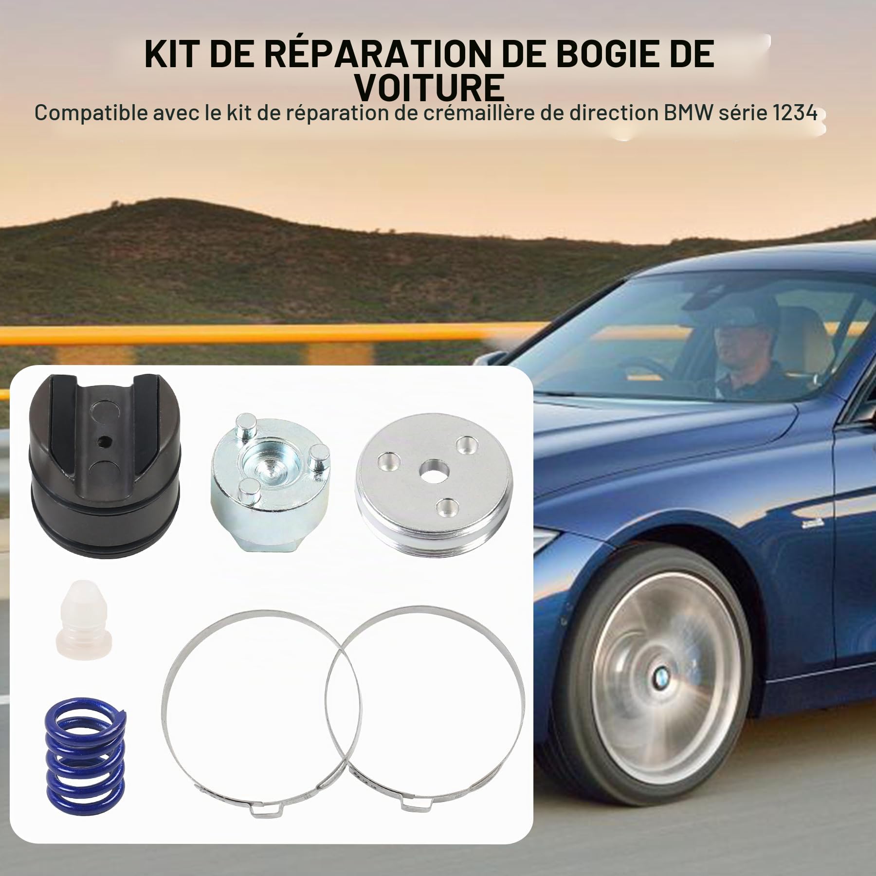 Kit de réparation de crémaillère de direction, 32106891974 Outil de pièce de poussée avec clips compatible avec BMW Série 1 2 3 4 X1 X3 X4 F20 F21 F22 F23 F25 F26 F30 F31 F32 F48