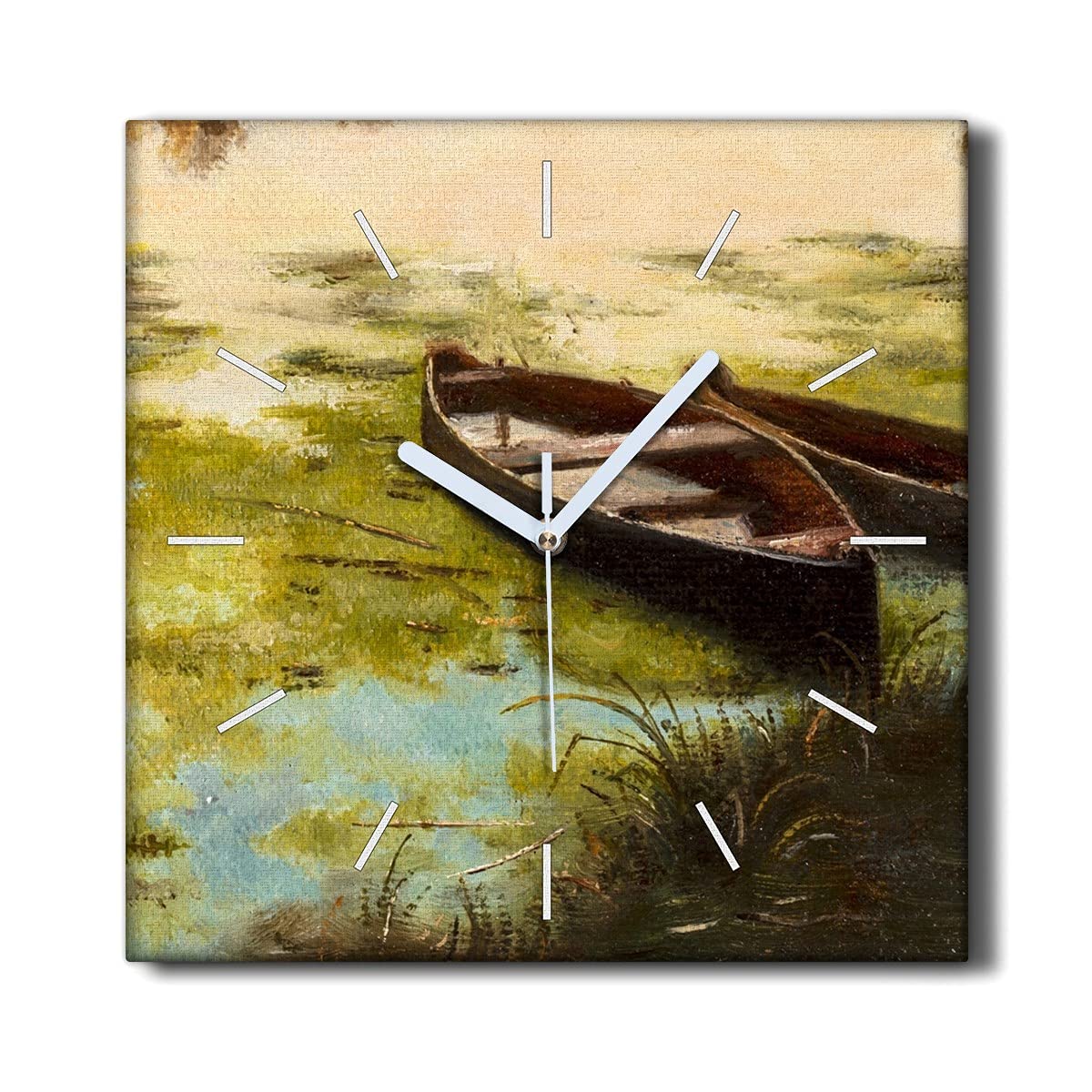 Horloge sur toile 30x30cm horloge murale sans tic-tac salon eau