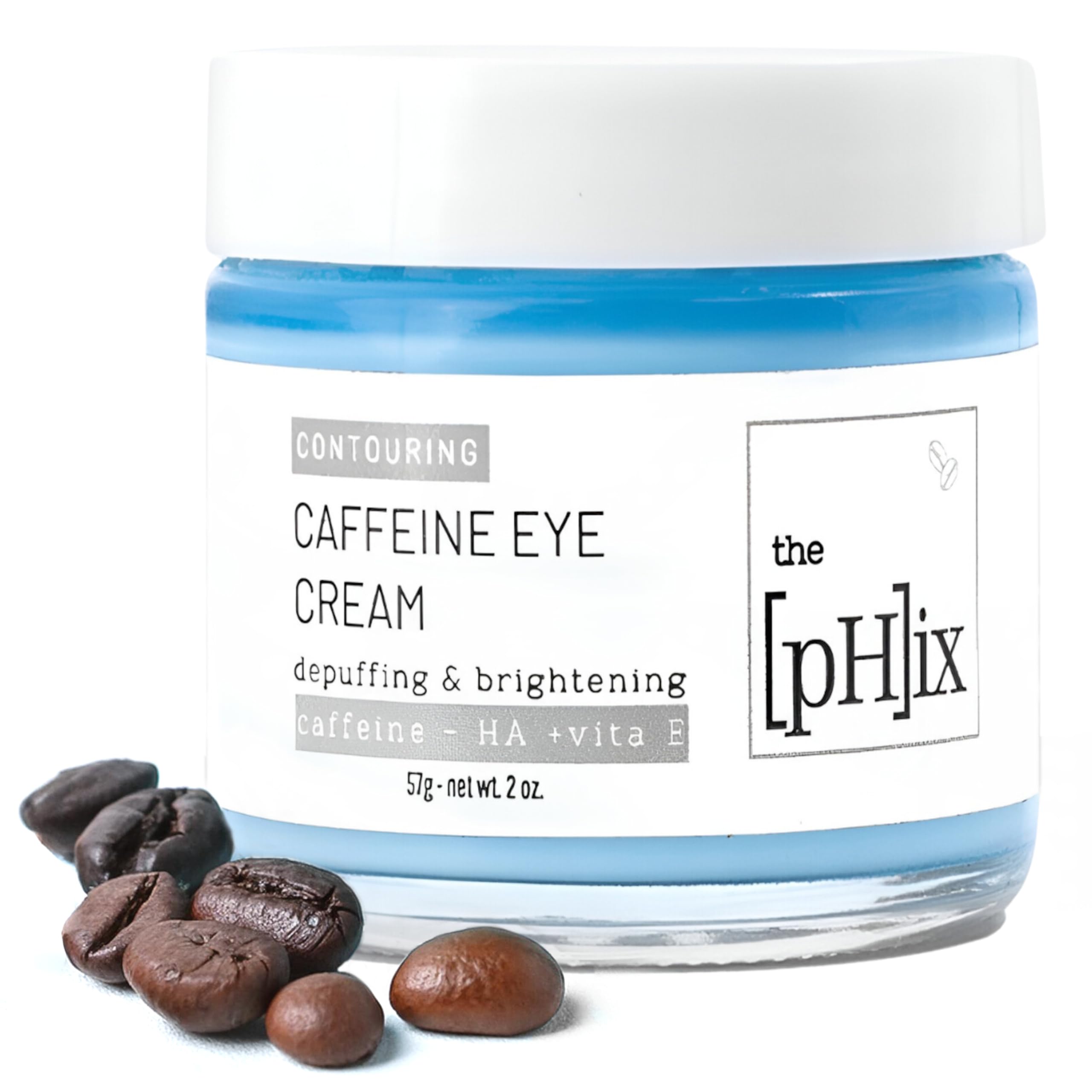 THE PHIX Caffeine Eye Cream with Hyaluronic Acid, Vitamin E, Vitamin K - Vegan (For Dark Circles Under Eyes, Face Puffiness, Facial Wrinkles, and Fine Lines)