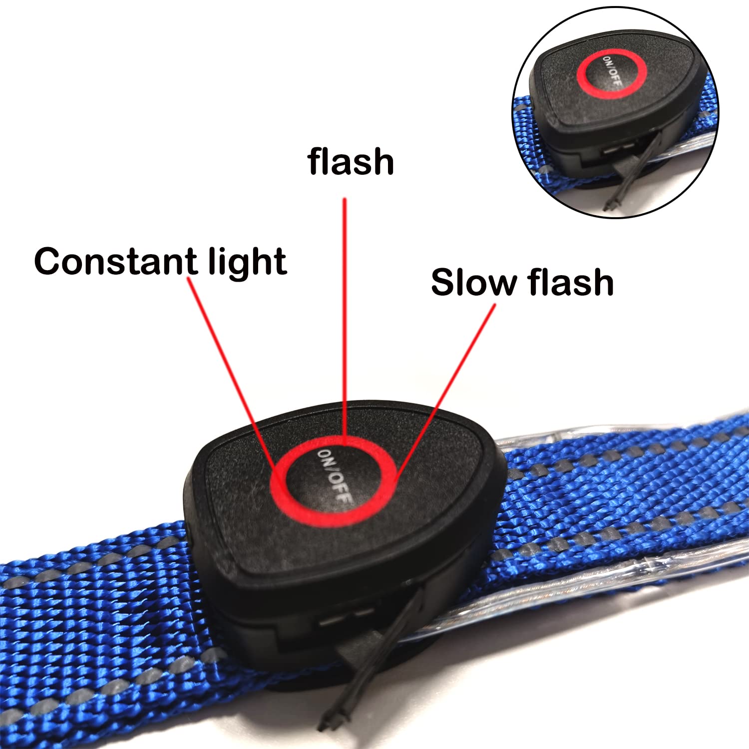 SSZYace Pettorale regolabile a LED per cavallo, in nylon, con luce lampeggiante notturna, equipaggiamento di sicurezza equestre con 3 modalità di illuminazione e ricaricabile tramite USB (blu)